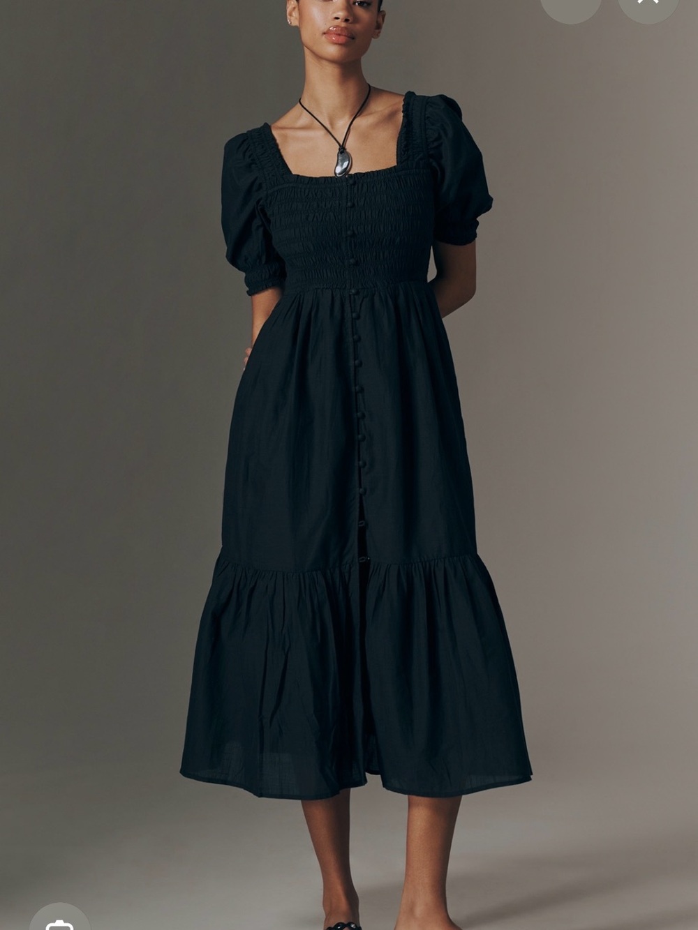 Peregrine Cotton Puff-Sleeve Midi Dress